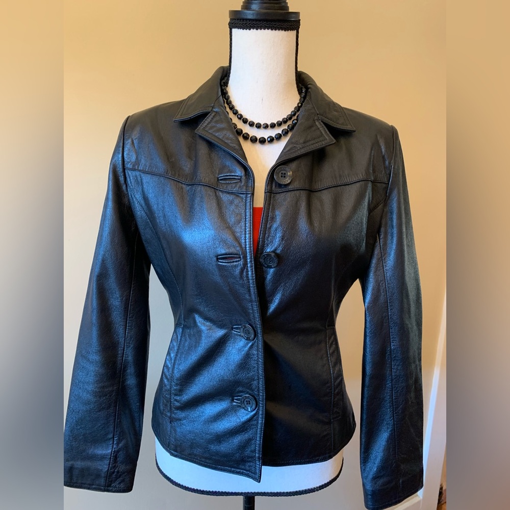 Vintage Wilson’s Black Leather Jacket With Tagging On Back